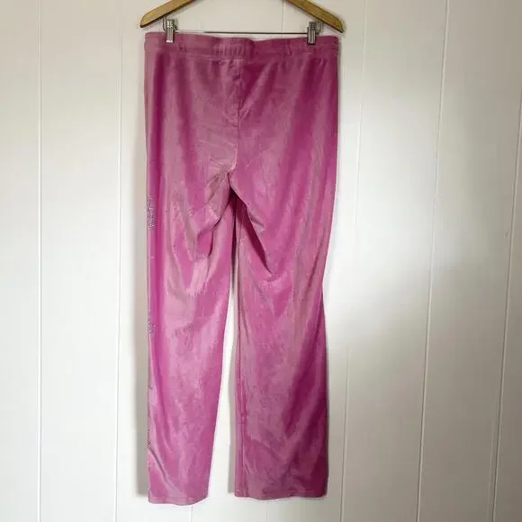 Juicy Couture Pink Velour Velvet Pullover Hoodie Sweatpants Set Women's Large - Picture 7 of 8
